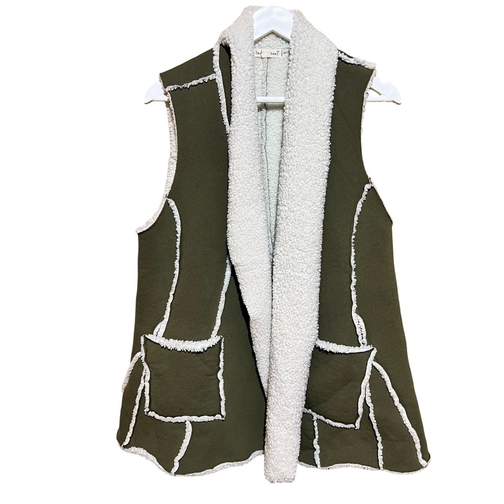 Olive Green Indigo Soul Shearling Vest
